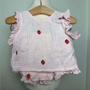 Pink Chicken Pink Strawberry Diaper Cover Set